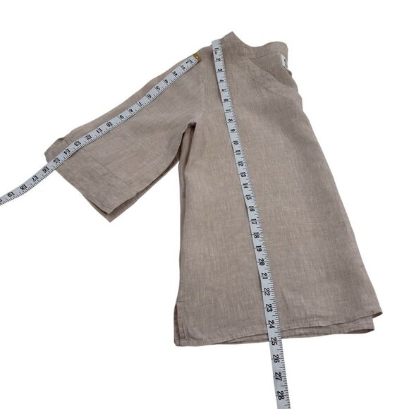 Andrea Jovine 100% Linen Women Size Beige Top Sz. L Minimalist - Picture 8 of 9